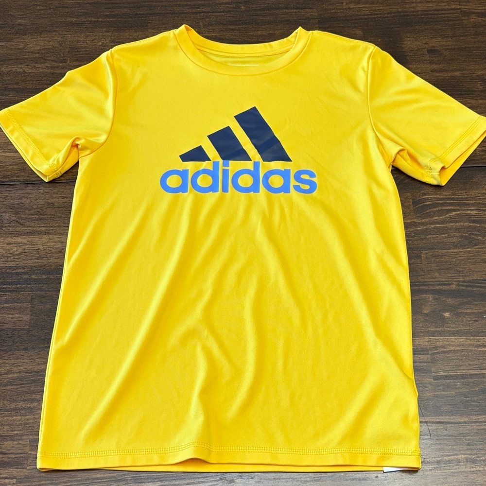 Adidas Kids Bright Yellow Tee with Blue Logo